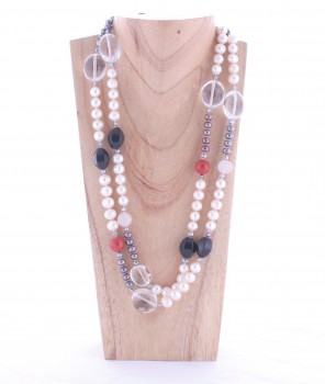 The Real Pearl Company - Grey pearls and amber with magnetic clasp in grey and amber